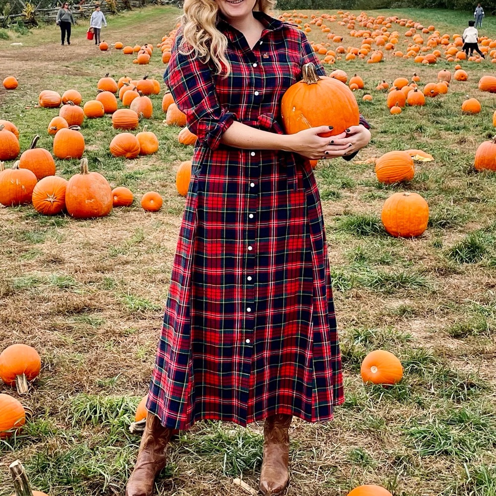 KJP Red Plaid Maxi Dress